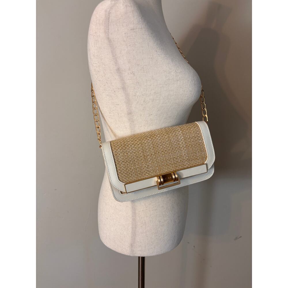 Reiss Lexi Raffia White Gold Chain Shoulder Bag - Picture 4 of 12